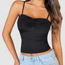 Avidlove Sexy Camisoles Tank Tops for Women Cute Spaghetti Strap Crop Ruched Tube Top (L)