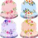 60Pcs Floral Plastic Plates - 7.5inch Dessert Plate Disposable - Heavy Duty Tea Party Plates - Premium Flower Plate Decorations for Birthday Baby Shower Wedding Party Supplies