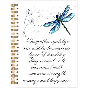 Yhtrg Dragonfly Inspirational Notebooks Journal, Motivational Journal for Women, Dragonfly Motivational Positive Spiral Notebooks for Office School Supplies, 5.5x8.3 Inch