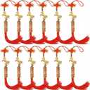 12 Pack Horse Year Feng Shui Coins Set - 2026 Chinese New Year Horse Charms Lucky Chinese Coins with Red Hanging Tassels, Wealth Good Fortune Amulet for Home Office Decoration (Golden)