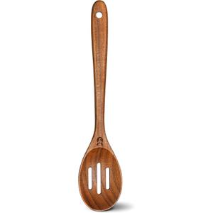 Wooden Slotted Spoons for Cooking, Good Grips Large Wooden Slotted Spoon, Natural Premium Teak Spoons Spatula, Heat Resistant Cooking Utensils for Nonstick Cookware, Serving and Mixing