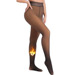 MERYLURE Fleece Lined Tights Women Fake Translucent Winter Warm Thick Pantyhose Thermal Sheer Leggings for All Skin Tone, No Size
