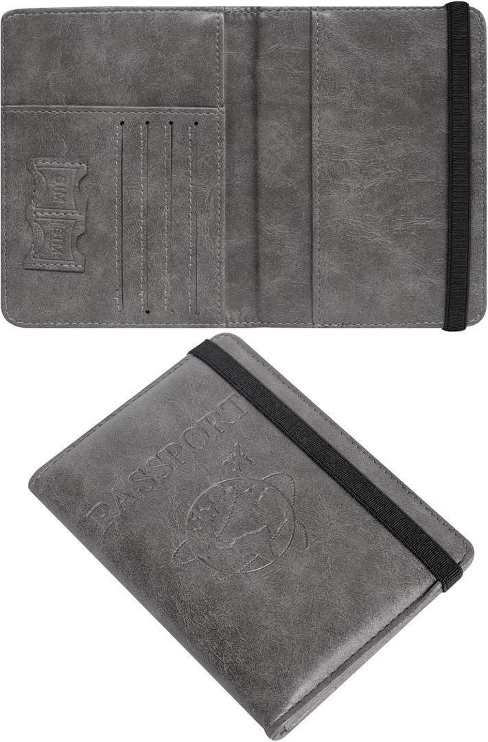 Passport Holder Cover Wallet RFID Blocking Leather Passport Case with Card Slots, Waterproof Travel Wallet Organizer for Travel Essentials, International Documents for Men and Women