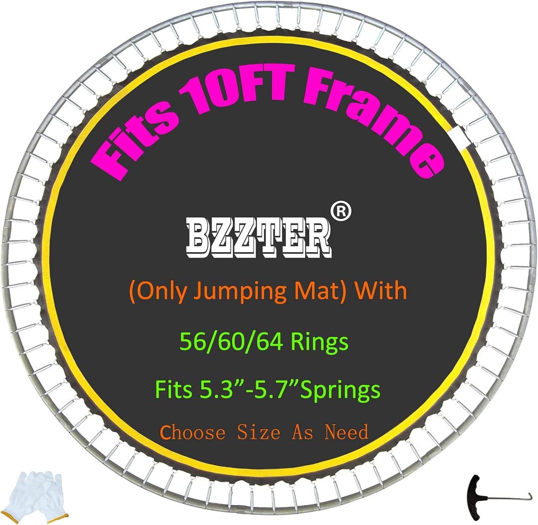Trampoline Replacement Mat 10ftTrampoline Mat Fit 10ft Frame Not a 10ft Length Mat,Repalcement Trampoline Mat 10ft, Lasting Longer with 8 Rows of Stitching,w/Spring Tool and Gloves