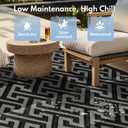 Waterproof Outdoor Rug 9x12 ft, Reversible Plastic Straw Rug, Easy to Clean Patio Rug, Portable Carpet for Patio, RV, Deck, Balcony, Backyard, Picnic, Beach, I-Shaped, Black