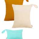 ALVABABY 3 Cloth Diaper Wet Dry Bags Waterproof Reusable with Two Zippered Pockets Travel Beach Pool Daycare Soiled Baby Items Yoga Gym Bag for Swimsuits or Wet Clothes Small medium Large 3L-SML03