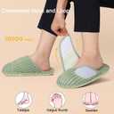 Besroad Slippers for Women Memory Foam House Bedroom Slippers Adjustable Corduroy House Slides Sandals Shoes (Green, S)
