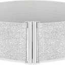SANSTHS Women Wide Elastic Belts for Dresses Corset Waist Belts Ladies Cinch Belts Thick Stretchy Waistband (Fit Waist Size 37-41 Inches, Silver)