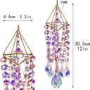 HDCRYSTALGIFTS Crystal Suncatchers for Window Hanging Wind Chime Style Garden Sun Catchers with Crystals Rainbow Maker Indoor Outdoor Decor Handmade Gold Plated