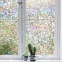 Amiya Rainbow Window Privacy Film Stained Glass Clings, 3D Static Glass Cling Sticker Decorative Home Vinyl Heat Control Anti-UV,23.6x78.7 Inch,Rainbow
