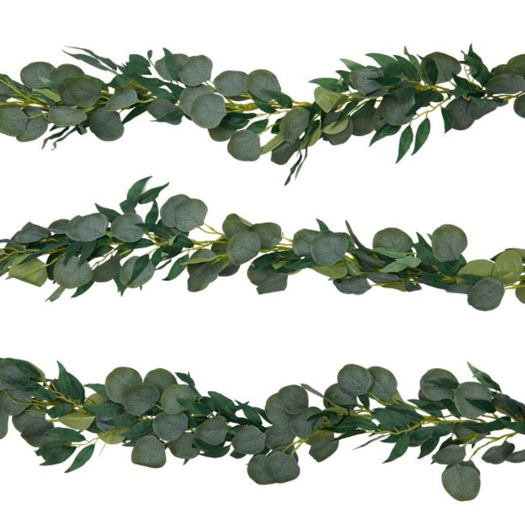 Farmlyn Creek 3 Pack Artificial Eucalyptus Willow Garland, Fake Faux Greenery Leaves, 6.5 Feet