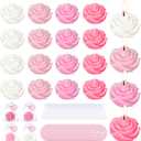 Treela 24 Set Flower Candles Wedding Favor for Guests Mini Pink Rose Shaped Tealight Candles for Return Gift Wedding Birthday Bridal Shower Housewarming Party
