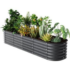 Raised Garden Bed Kit 821.4 FT Magnesium-Aluminum-Zinc Stainless Steel Metal Planter Box for Planting Outdoor Plants Vegetables (Cracked Silver)