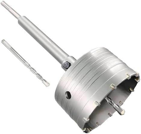 4-1/8" Concrete Hole Saw, 105mm Tungsten Steel Core Bit for Cinder Block, Brick, Rock, Plank Walls for Pipes or mini Split Lines, with SDS Plus Shank and 2 Center Positioning Drill Bits.
