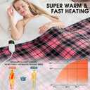 OCTROT Heated Blanket Electric, Twin Size 62X84, Heating Blanket with 10 Heating Levels & 8 Hours Auto Off, Pink Plaid Checkered Plaid Sherpa Blankets Warmer for Adults, Fast Heating Washable