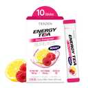 TEAZEN Energy Drink Powder Boost, 100mg Natural Caffeine with Black Tea Extract, B Vitamins, Vitamin C & L-Carnitine, Sugar-Free Energy Mix for Performance & Immunity, 10 On-the-Go Packets, 1.76oz (EXP 03/03/27)