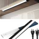 24 Inch LED Under Cabinet Light, Plug in Kitchen Lighting, 3CCT Selectable (3000K/4000K/5000K), CRI94 High Color Accuracy, Linkable, Slim Design Dimmable, Black