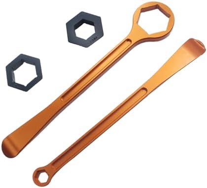TIRGE Motorcycle Tyre Iron Tool Kit Raceline Levers Hex Wrench Spanner Head Tire Change 10mm 13mm 32mm 27mm 22mm 0.87'' 1.06''0.51''0.39'' 1.26'' For EXC SX XC EXCF Dirt Pit Bike (Orange)