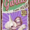Vintage Vegetable Garlic Metal Tin Signs Wall Decor for Kitchen Garden Farm Fresh (12L" x 8W")