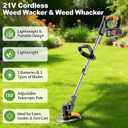 21V Cordless String Trimmer & Edger, 6" Cut, 2 Batteries, 3-Blade System (Plastic/Metal/Saw), Telescopic Pole, 180° Rotating Head – Lightweight Weed Wacker for Lawn, Garden & Yard