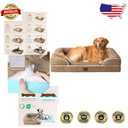 Orthopedic Dog Beds for Large Dogs, Waterproof Memory Foam Large Dog Bed with Sides, Non-Slip Bottom  Washable Removable Cover, Camel