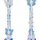 Class of 2026 Graduation Leis,Blue& White Bow Pearl Graduation Lei Ribbon with DIY Butterfly Pin Accessories,Her Graduation Gifts for Woman Graduate