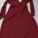 YOXUA Women Elegant Casual Long Sleeve Sexy Bodycon Lounge Temperament Crew Neck Maxi Dress Red M