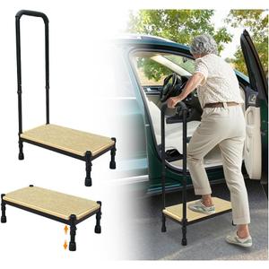 Medical Step Stool with Handle for Seniors, Bed Steps for High Beds Adults, Handicap Step Platform Bed Stool for Elderly, SUV Car Stepping Stool Heavy Duty Adjustable Safety Step with Anti-Slip Mat