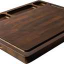Walnut Cutting Boards For Kitchen, End Grain Wooden Cutting Board with Handle, Dark Walnut Chopping Board Double Sided Charcuterie Boards For Meat, Vegetables, Fruits, Cheese, 17”X13” X1”, Black Walnut