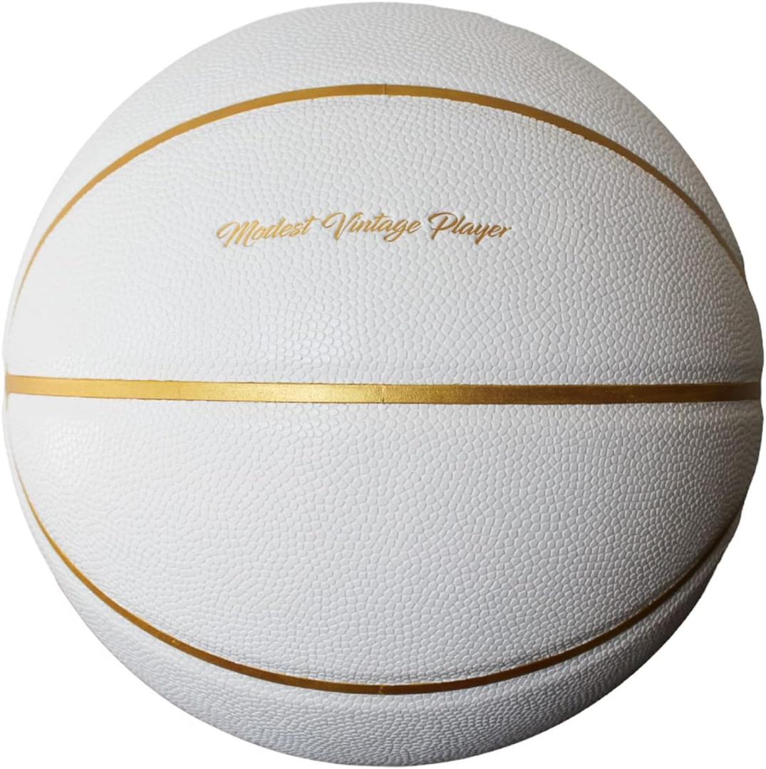 White/Gold Leather Basketball