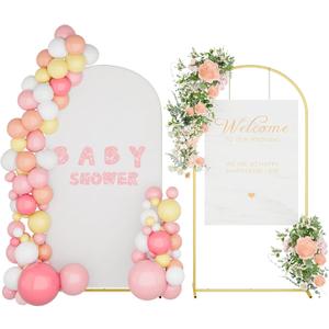 UDEAR 7.2FT Metal Arch Stand with White Cover, Arc Design with Fitted Cover, for Weddings, Parties, Baby Showers, Climbing Plants, Photo Backdrops