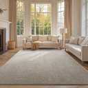 FinRec 6x9 Washable Area Rugs for Bedroom Living Room, Low Pile Thin Rug Solid Color, Non-Slip Carpet Indoor for Home Decor (Greige/White)