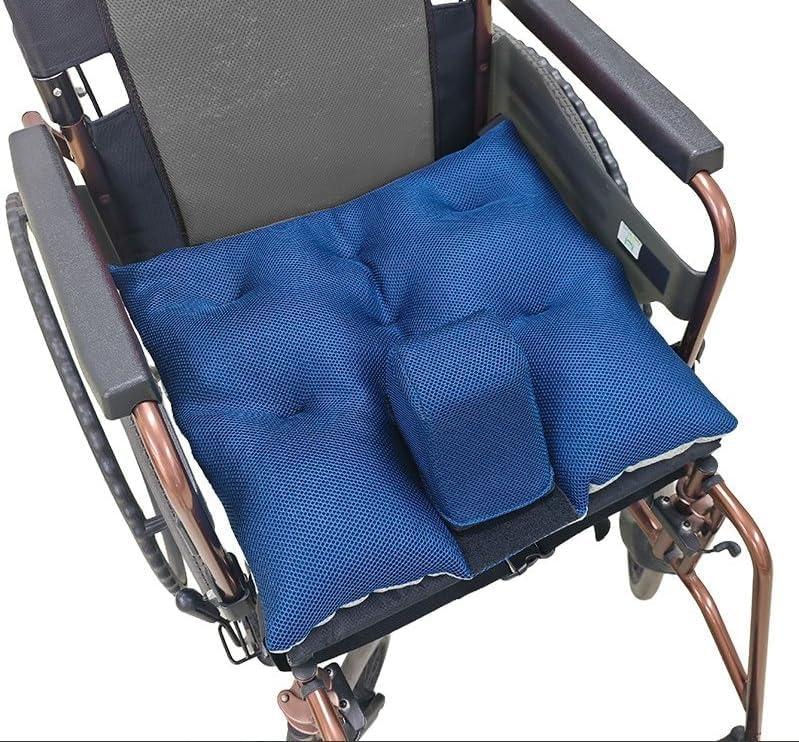 Anti-slip Wheelchair Cushion with Pommel Wedge and Seat Belt for Enhanced Comfort and Stability- Designed for Pressure Relief, Removable Breathable Cover, Ideal for Wheelchair Users (18.5 x 18.5 inch)