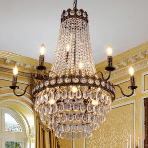 TOCHIC 31.5" D French Empire Crystal Chandelier, 11 Light Bronze Farmhouse Pendant Light for Dining Room, Living Room, Foyer, Entryway, Bedroom, Kitchen Island, Staircase