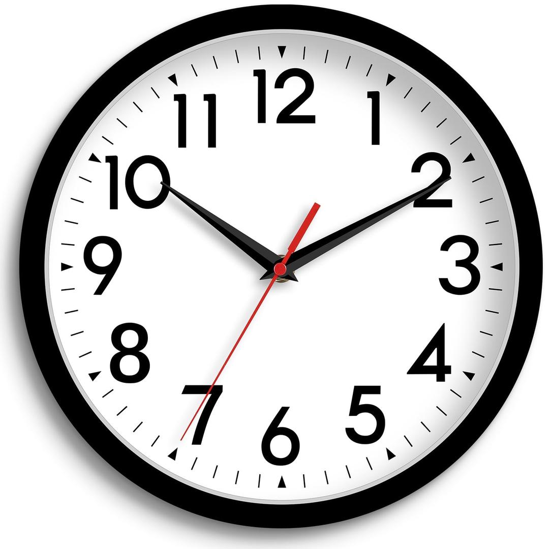 DAXSMY Wall Clock 8 Inch Silent Non-Ticking Battery Operated - Small Analog Clock for Bedroom, Office, Kitchen, Bathroom - Modern Minimalist Decorative Clock (Black)