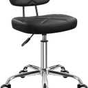 KKTONER Office Chair with Back Office Stool with Wheels Height Adjustable Square stools for Drafting Home Work (Black)