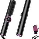 Hair Straightener Brush: Ionic Hair Straighteners for Women with 15 Temps, Straightening Brush Fast Heating with LED Display & Dual Voltage (Black)