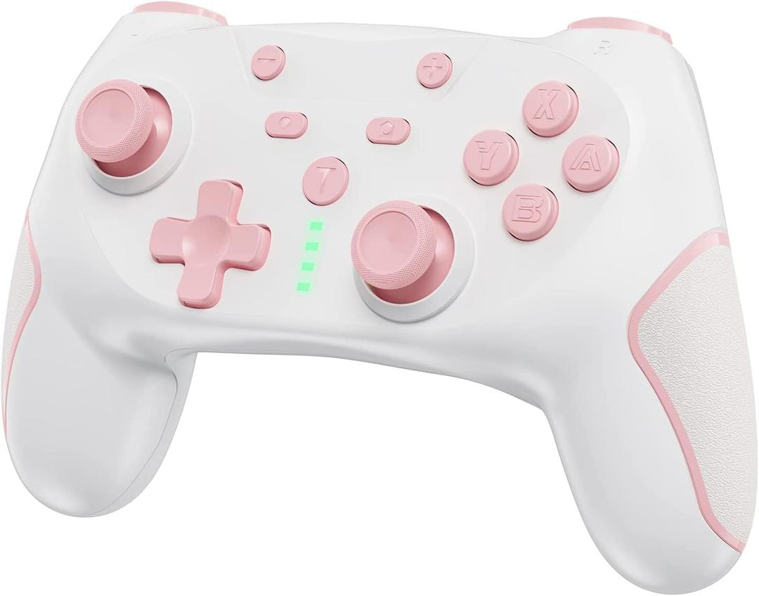 Matbip Wireless Pro Controller For Switch/Switch 2/Switch Lite/Switch OLED, Wireless Controller With 2 Back Buttons, 3-Level Turbo Adjustable (Pink)