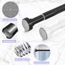 Black Shower Curtain Rod 18 to 49Inch:Small Spring Tension Shower Rods for Bathroom Kitchen Doorway,Modern Heavy Duty Adjustable Tension Shower Curtain Rod No Drilling No-Slip Easy Install,Black