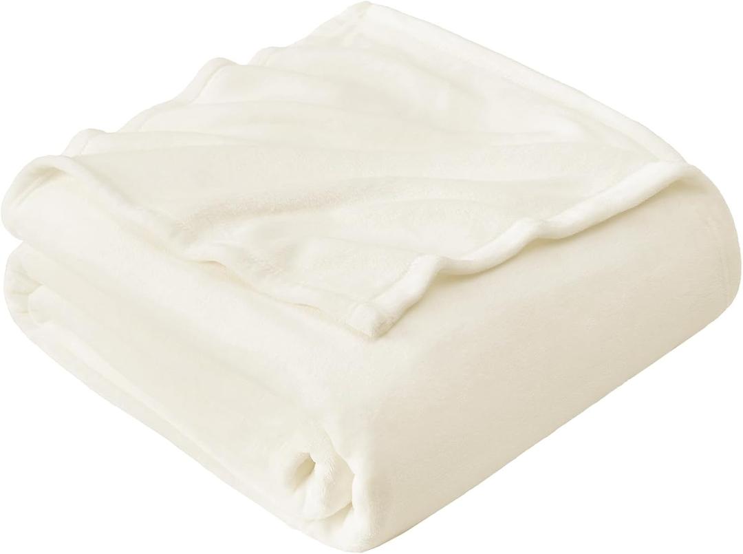 Hansleep Fleece Blanket Twin Size Beige, Soft Cozy Twin Blanket, Fuzzy Flannel Blanket for Bed, Sofa, Couch, Travel, Camping, Beige, 60x80 Inches