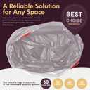 PAMI Recycling Tall 13-Gallon Kitchen Drawstring Trash Bags- Extra-Strong Plastic Garbage Bags [Clear 60 Pack]- Thick Trash Can Liners For Kitchen & Outdoor Bins- 2ft x2ft Unscented Trash Bags