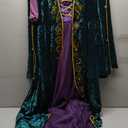 AMNPOLEN Adult Winifred Sanderson Costume Dress Women Girls Medieval Halloween Cosplay Witch Sorceress Long Velvet Robe Cape Outfit (Adult, Medium)