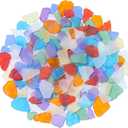 Sea Glass for Crafts - 34oz Colorful Frosted Seaglass Pieces - Vase Filler and Aquarium Ornament, DIY Craft Supplies for Art, Beach Weddings, and Home Decor (Rainbow)