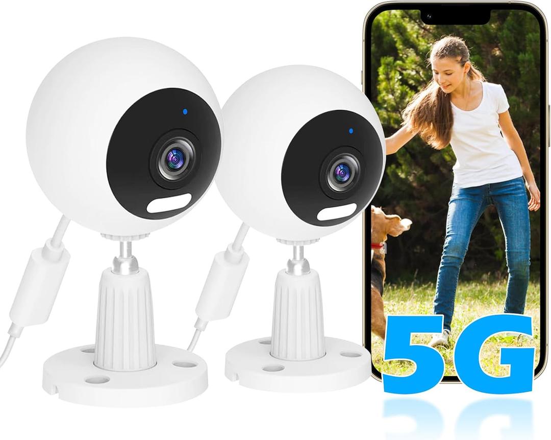 5G/2.4G Indoor/Outdoor Security Camera for Baby Monitor, Indoor Camera for Dog/Cat/Pet/Nanny/Baby/Elder, IP66 Waterproof, 3 Night Vision, Motion Detection, SD/Cloud (S700-2 Pack)