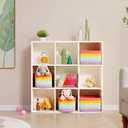 Set of 4 Rainbow Rope Basket for Shelves Woven Rectangle Storage Basket Bins for Nursery Toy Storage for Baby Girl