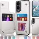 DJDUCK Designed for Samsung Galaxy S25 Edge Case Wallet with Card Holder, [Magnetic Clasp Cover] [RFID Blocking Leather Protection] Shockproof Women Men Cases for Samsung S25 Edge White