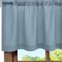 Pitalk Farmhouse Kitchen Valance for Windows Burlap Light Blue Linen Sheer Valance Curtain for Living Room Bathroom Laundry Rustic Country Blue Cafe Curtain Small Boho Decor 18 inch Length Stone Blue