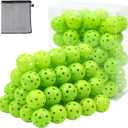 Plastic Golf Balls Practice Limited Flight Golf Training Ball Hollow Swing Practice Indoor Golf Balls with Mesh Drawstring Bag for Backyard Driving Range or Outdoor (Green)