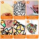 FunCharm 36 Sets Fall Turkey Suncatcher Craft Kit for Kids,Thanksgiving Window Arts and Crafts DIY Paper Kit Tissue Paper Stained Glass Oenaments for Sunday School Classroom Holiday Ages 4 8 12