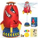 Outdoor Water Toys Rocket Sprinkler for Kids, DOLNOW Rocket Water Powered Liftoff 3 to 12ft Rotate, Summer Backyard Water Play Toys Birthday Gift for Girl Boys Age 3 to10 Years(With 3/4" Hose Adapter)